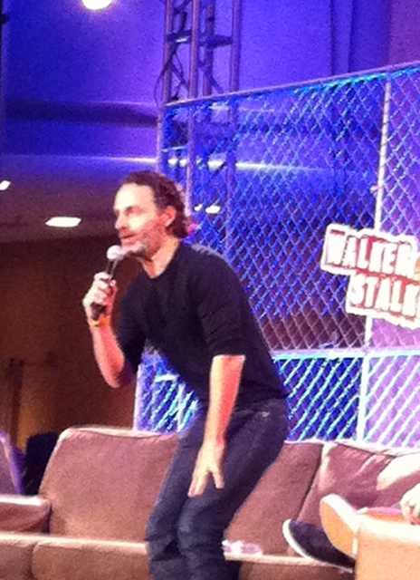 Andrew Lincoln speaks to a packed ballroom at Walker Stalkers convention November 2, 2013.